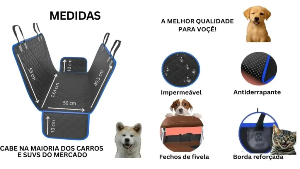 Transportes para Pets Mais Vendidos em 2025 -Review Completo e Guias de Compra 12 Capa Pet Impermeável para Carro 4 em 1 com Cinto de Segurança