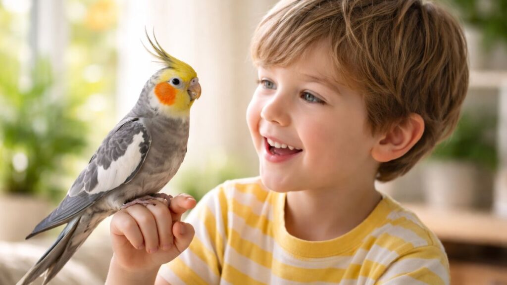 Calopsitas e Crianças